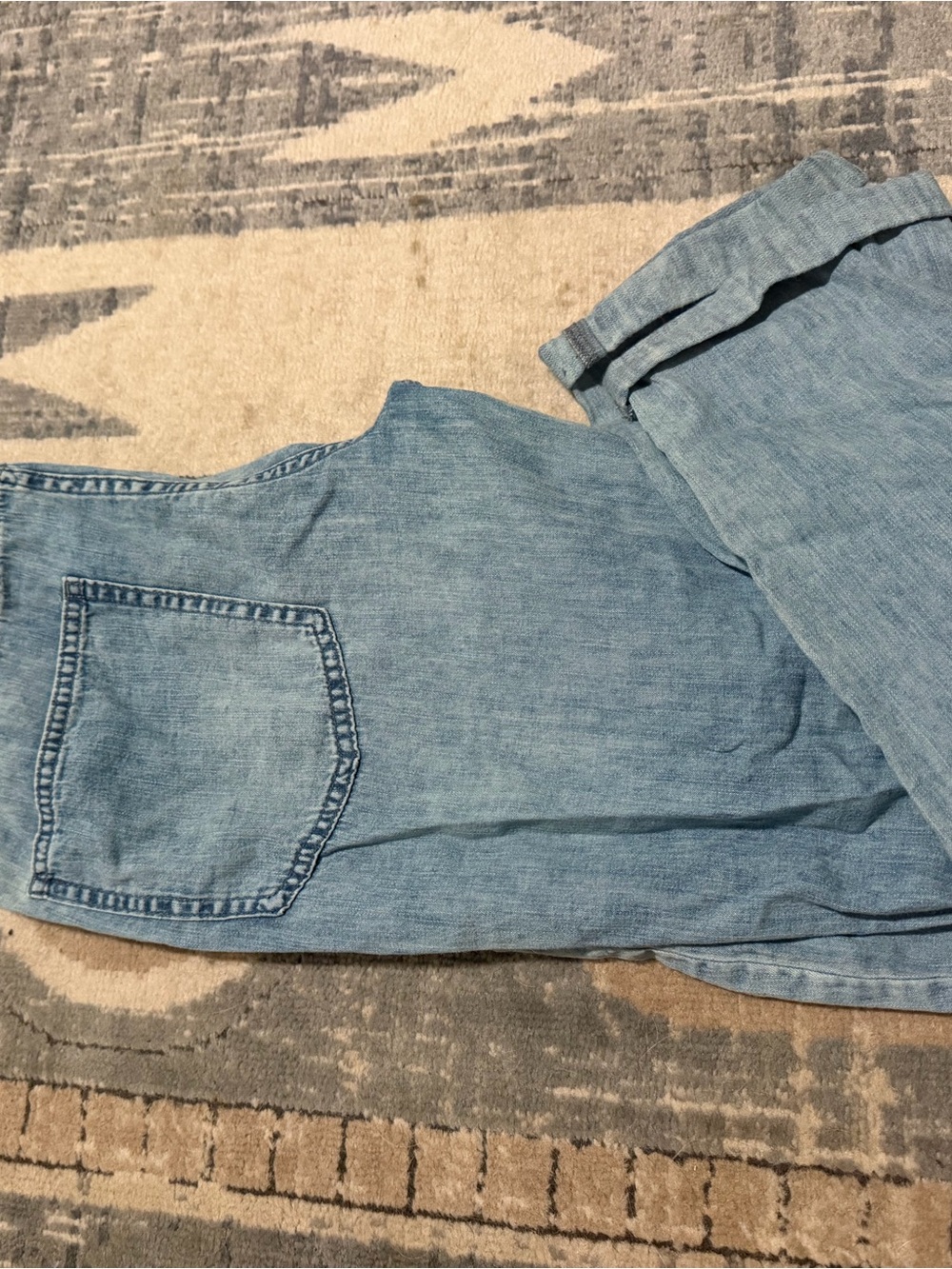 aerie Light Blue Relaxed Distressed Drawstring Jeans XS - Picture 4 of 4